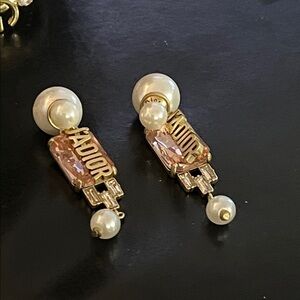 Dior Gold and Pink Pearl Earrings
